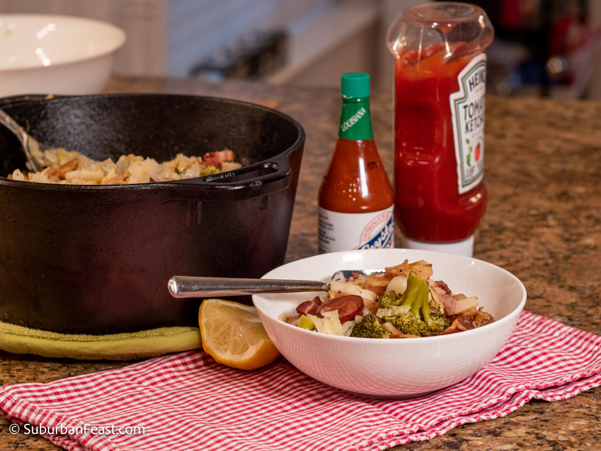 Rosemary Shrimp and Sausage Skillet - Dutch Oven Daddy - Cast Iron Living